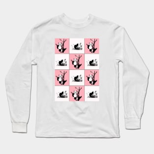 Pandas Checker - Pink Long Sleeve T-Shirt
